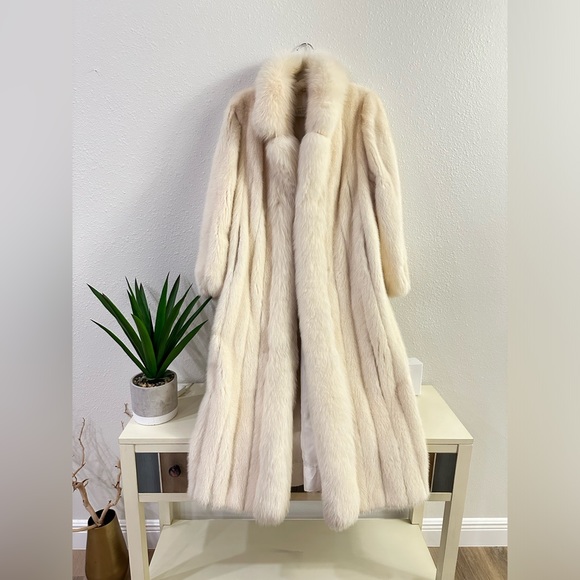 Jackets & Blazers - Full Length White Mink & White Fox Fur Trim Sz L/XL